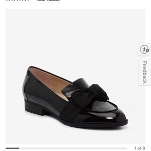 Bandolino Glossy Black Loafers with Bow